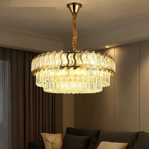 Candelabru Porto cu cristale – 10 surse E27, Ø600 mm, finisaj auriu