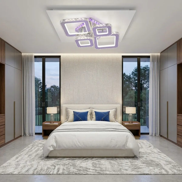 Lustră LED Vienna – Design Geometric, Telecomanda, Lumina Puternica