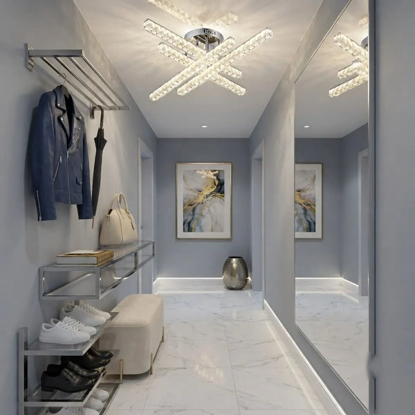 Lustra LED Elena 620×620×H160 mm, 2x56W, design pătrat modern cu lumină reglabilă și telecomandă