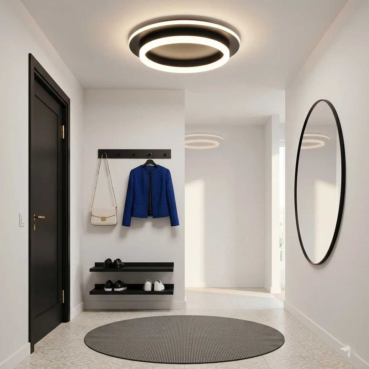 Lustra LED Valencia 25W, Diametru 20cm, Rotunda, lumina Rece/Calda/Neutra, Negru