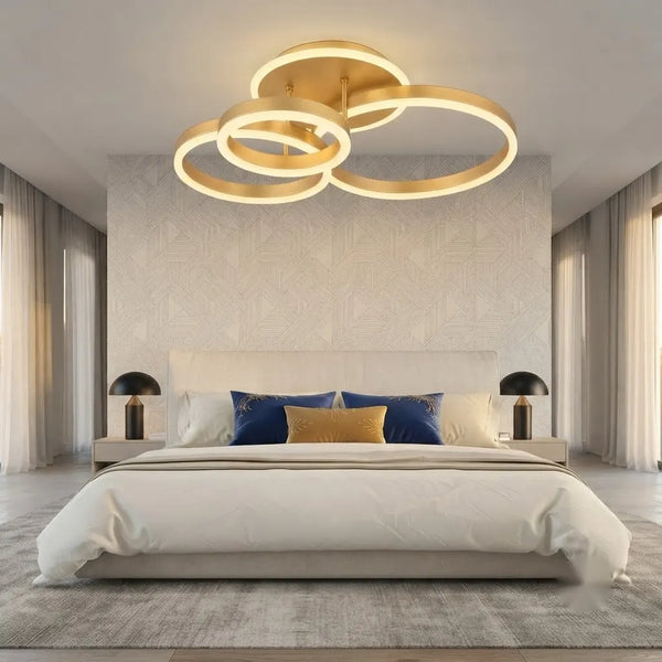 Lustra LED Paris cu 3 cercuri, 144W, Ø630×H400 mm, lumină reglabilă 3000K–6500K, telecomandă 2.4G (NEGRU)