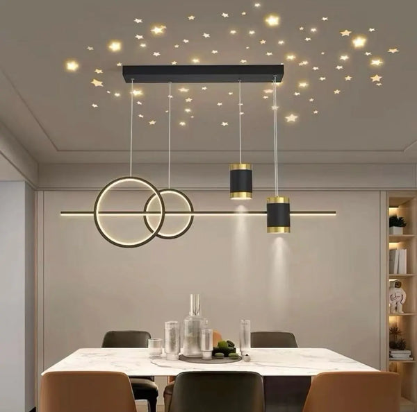 Pendul LED Verona negru-auriu – 120W, lumină reglabilă, telecomandă inclusă