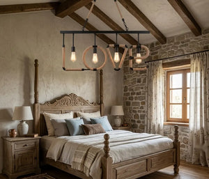 Pendul rustic Irina cu 4 becuri, Ø1000×H290 mm, E27 max 60W, JD-83