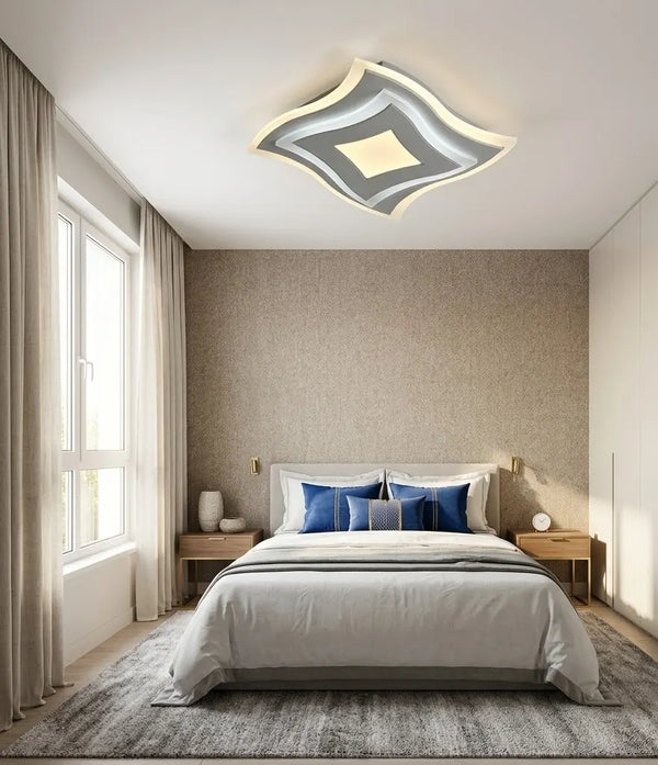 Plafoniera LED, Roxana Alba cu Design Ondulat – 300×300 mm, 67W