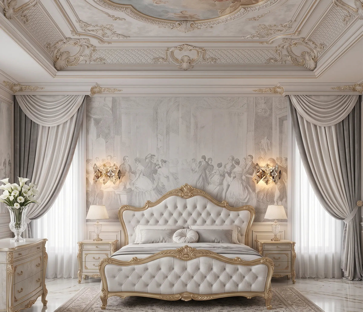 Aplica de Perete Roma Auriu, 2×E14, cu Cristale