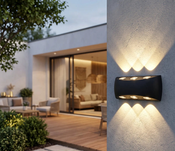 Aplica Exterior 6W Viena, Negru Modern, Lumina Calda