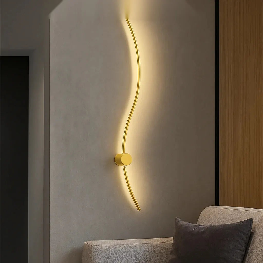 Aplica LED Vienna de perete, design ondulat, 38W total, L ≈ 1000 mm, temperatură reglabilă 3000K–6500K, negru –