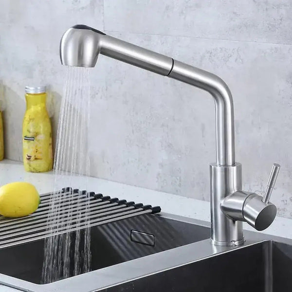 Baterie bucatarie dus extractibil Florenta CF019, monocomanda, inox, cartus ceramic, satinat