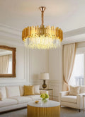 Candelabru Auriu Elena – 10×E27, Ø60 cm, Eleganta pentru Spatii Generoase