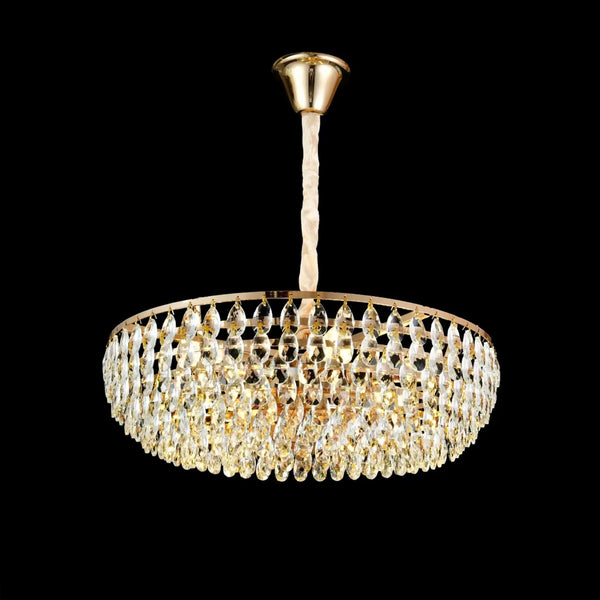 Candelabru Cristal Victoria, 4xE14, Auriu Lucios, Inaltime Reglabila, Metal si Cristal