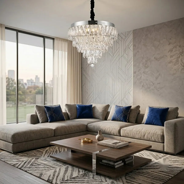 Candelabru LED Florenta cu Cristale – D500 mm, 112W, Telecomanda