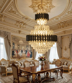Candelabru Lux 60cm Paris Auriu Cristale 15 Becuri