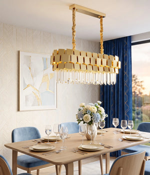 Candelabru Modern cu Cristale si Finisaj Auriu