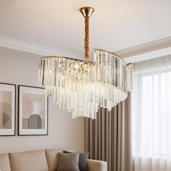 Candelabru Irina – Ø560×H510 mm, 10 becuri E27, cristale si structura aurie