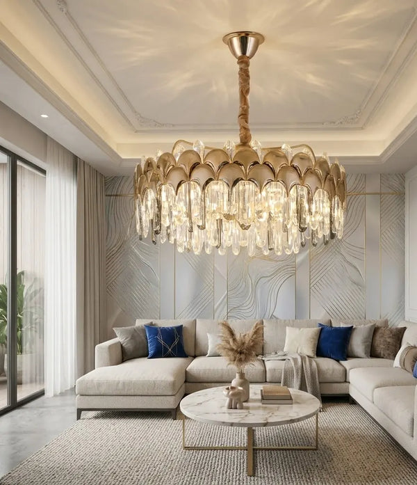 Candelabru LED Sofia – D580xH285 mm, 244W, Cristale Auriu