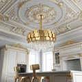 Candelabru auriu cu Cristale – Ø600×H370 mm, E27 max 60W × 10