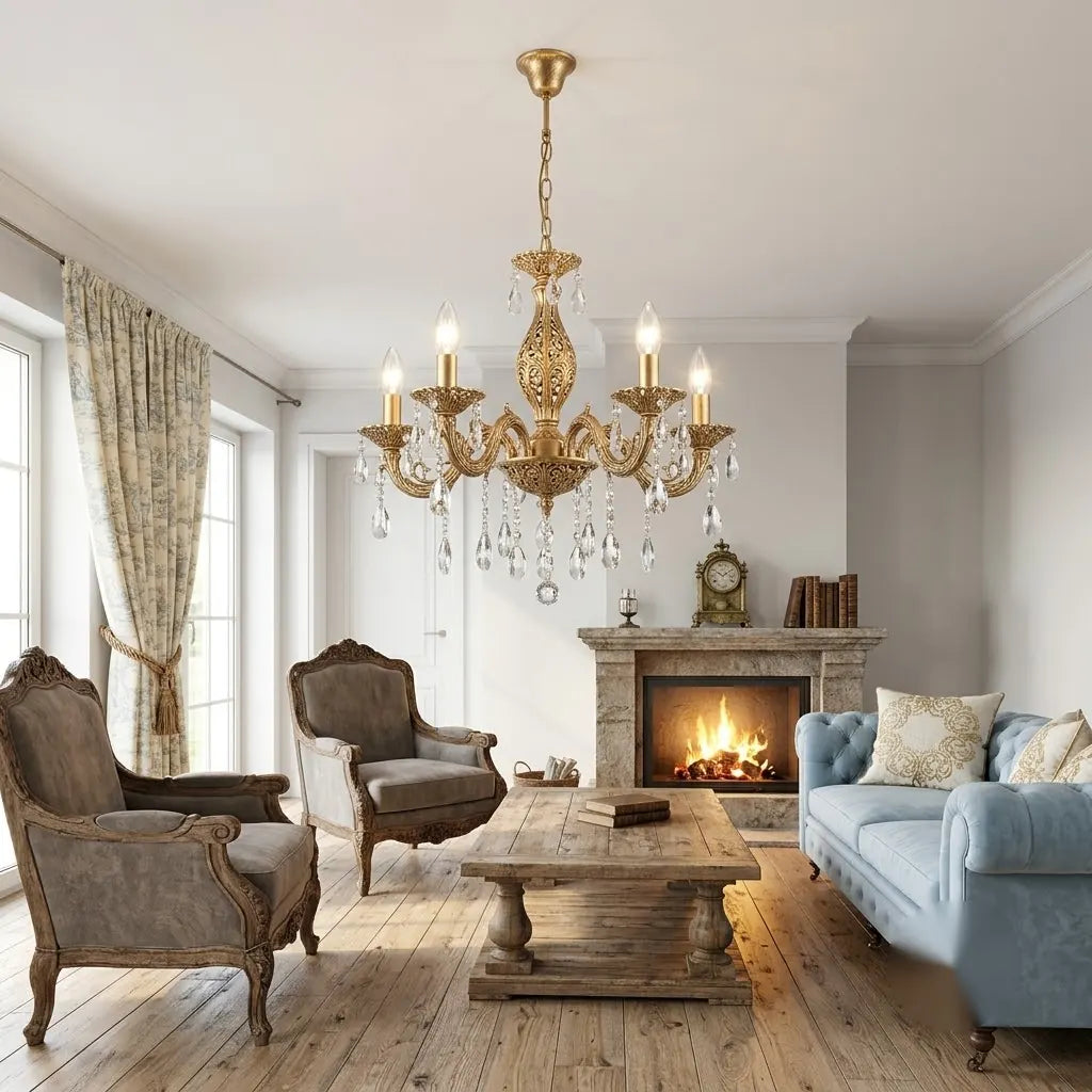 Candelabru clasic Nice cu 5 brate – soclu E14, finisaj auriu