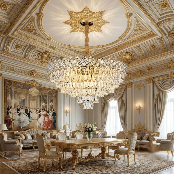 Candelabru Elena Argintiu – 16×E27, Design Modern Spectaculos cu Cristale
