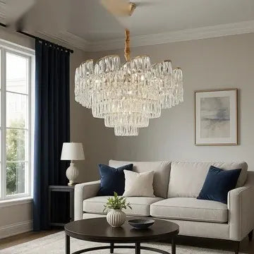 Candelabru de Venetia lux cu cristale, 18 becuri E27, Ø780×H510 mm, finisaj auriu, design stratificat