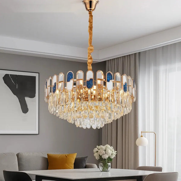 Candelabru decorativ Ana cu cristale – Ø500 mm, 6×E27, temperatura 2800–6500K