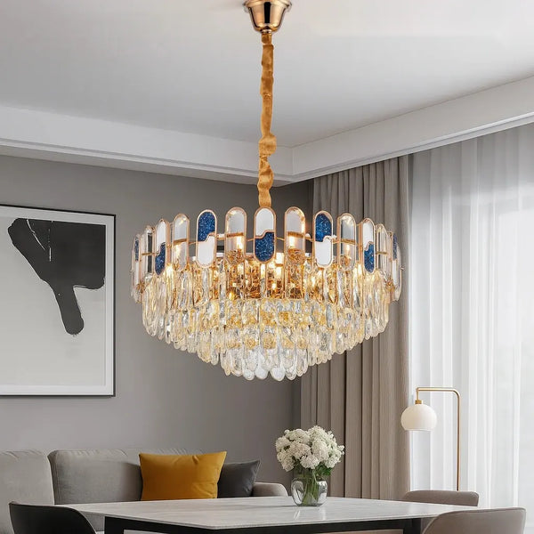 Candelabru elegant Madrid cu cristale – Ø600 mm, 8×E27, temperatura 2800–6500K
