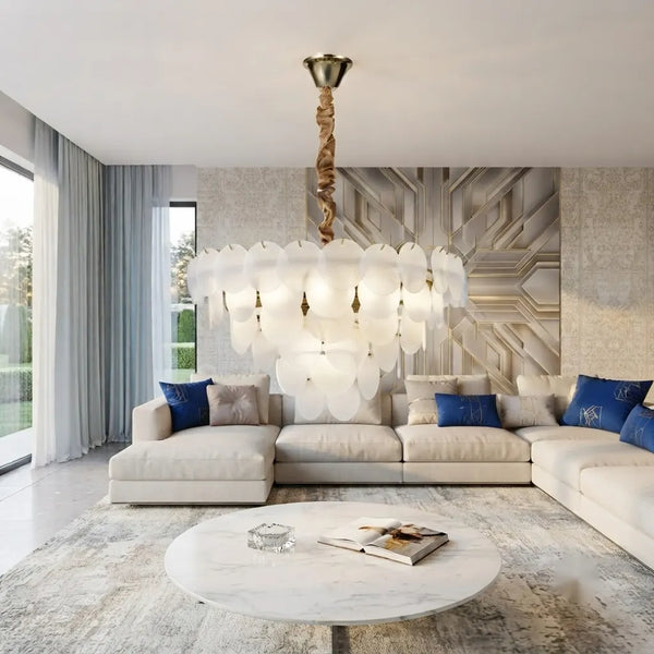 Candelabru modern Atena cu sticla mata – 15xE27, D75xH42 cm