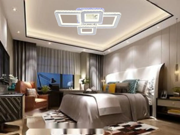 Lustră LED 2+2 Verona – Design Modern Alb cu Insertii Cromate