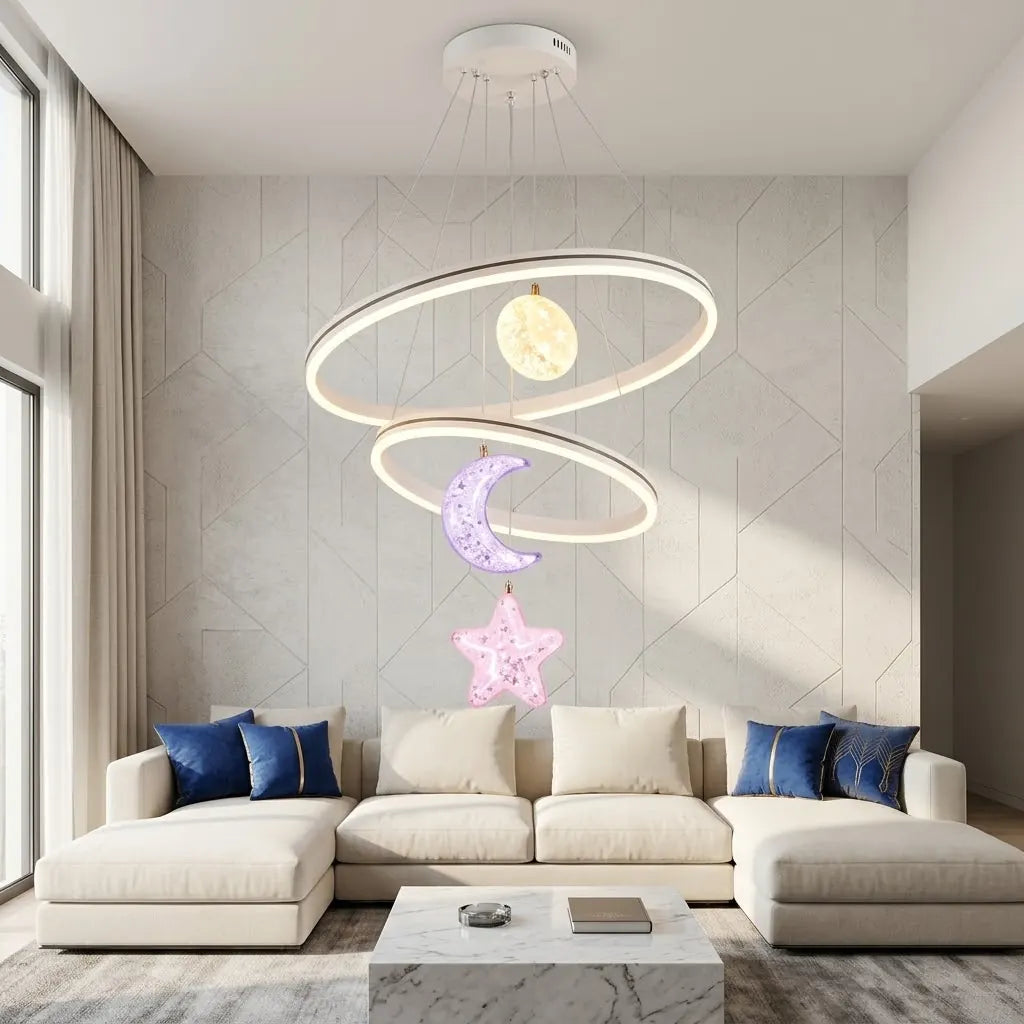 Lustra-LED-Telecomanda Dimensiune-D600xH1000mm Alexandra Putere-160W Lumina-3000K-4000K-6500K
