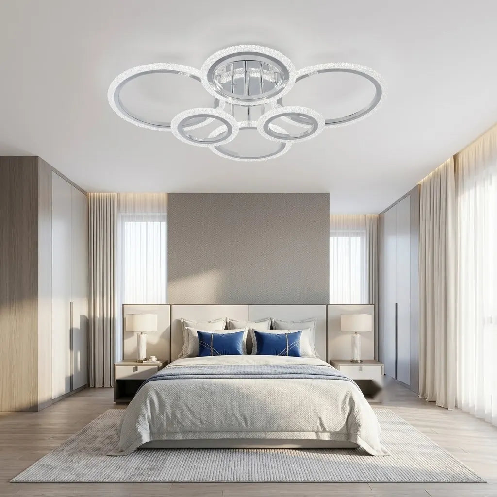Lustră LED Lisabona cu Telecomanda – 112W, D670×500×160 mm, 3000K–6500K, Crom