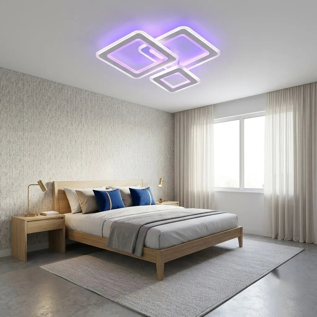 Lustră LED Ana cu Telecomanda – 110W, 530×430×90 mm, 3000K–6500K