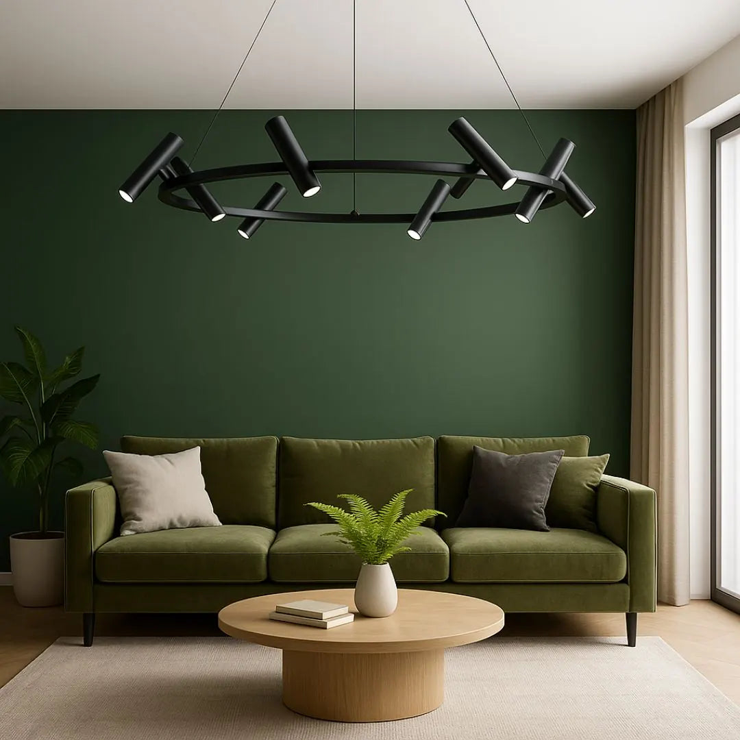 Lustra LED Milano, 29W, 8 Surse, Lumina Neutra, Negru