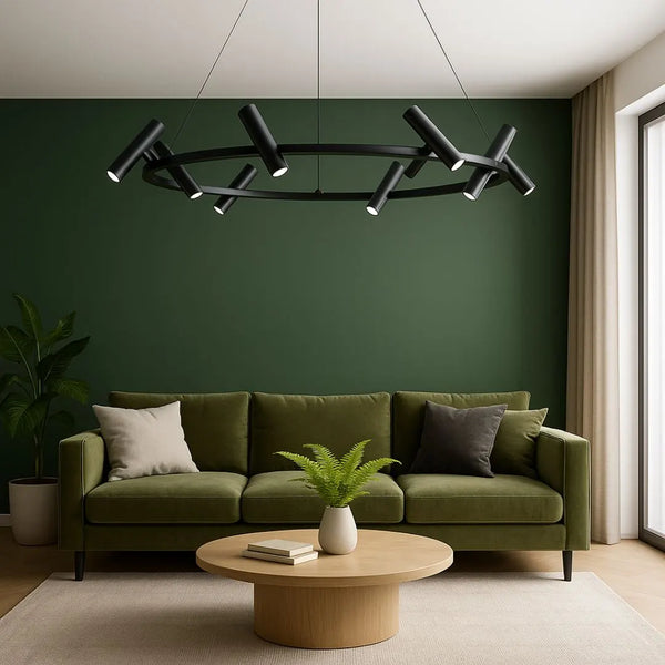 Lustra LED Milano, 29W, 8 Surse, Lumina Neutra, Negru