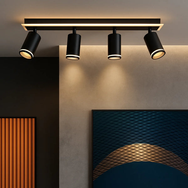 Lustra LED Victoria 46W Lumina Rece/Calda/Neutra Proiector Reglabil Acril si Metal Negru