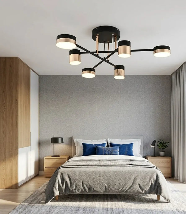 Lustra LED Valencia – 72W, Design Elegant cu Finisaj Negru & Auriu