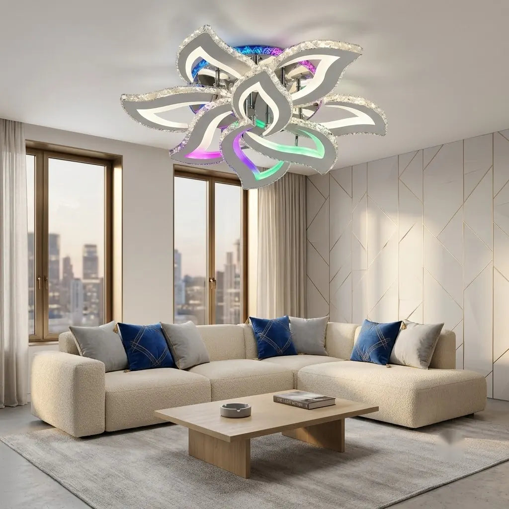 Lustra LED Paris RGB – Ø710 mm, 258W, Iluminare Multicoloră, cu Telecomandă