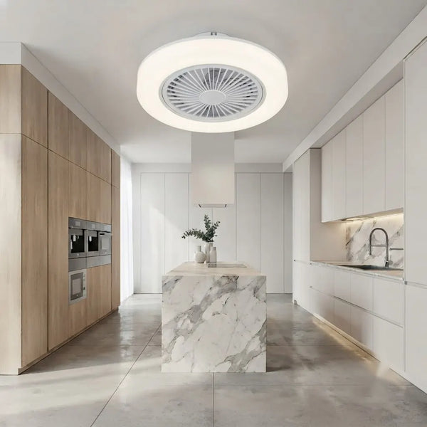 Lustra LED Irina Telecomanda Putere 36w-Led-20w-ventilator Dimensiuni D480x160mm Culoare 3000k-4000k-6500k