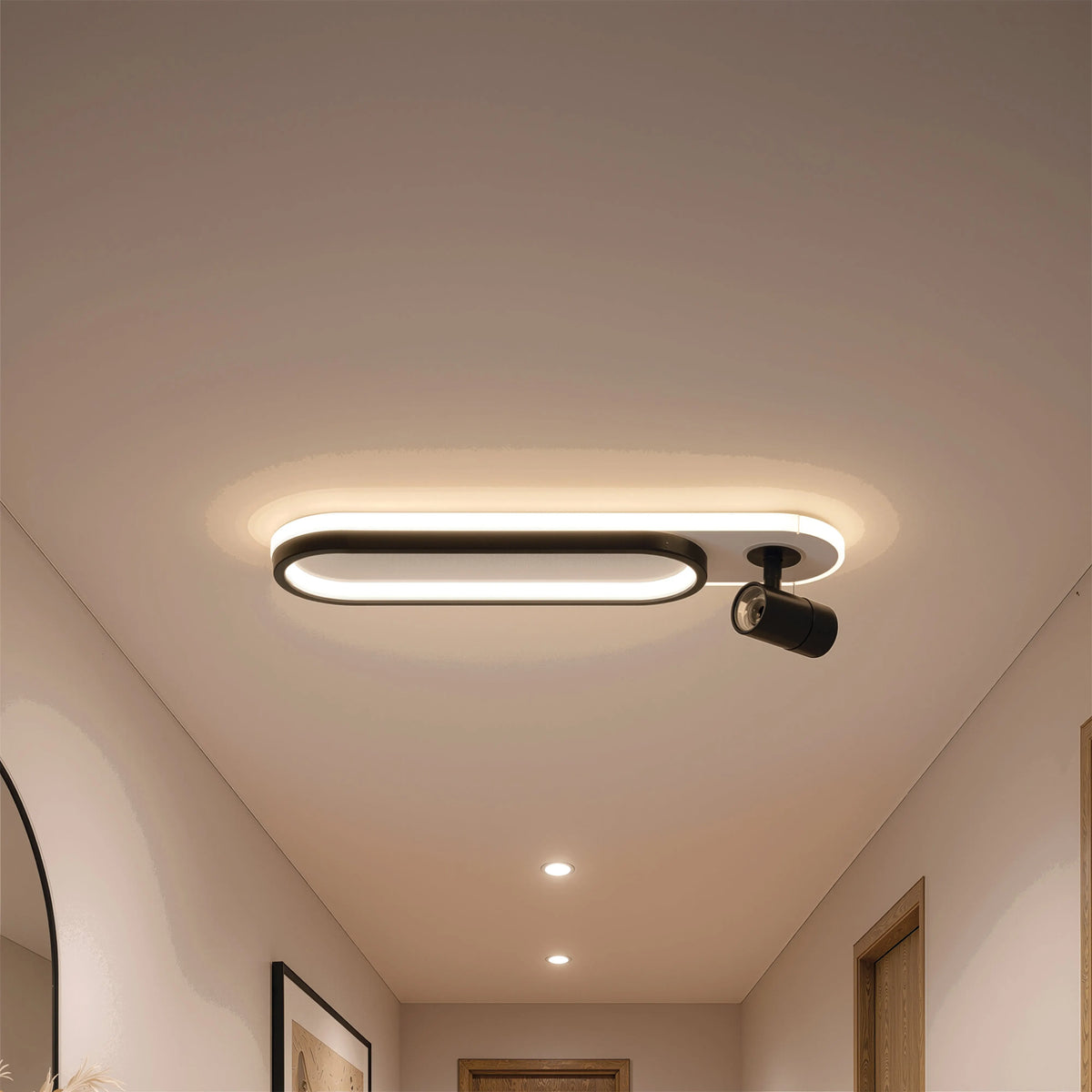 Lustra LED Geneva cu Proiector Reglabil, 49W, lumina 3000/4000/6000K, Negru