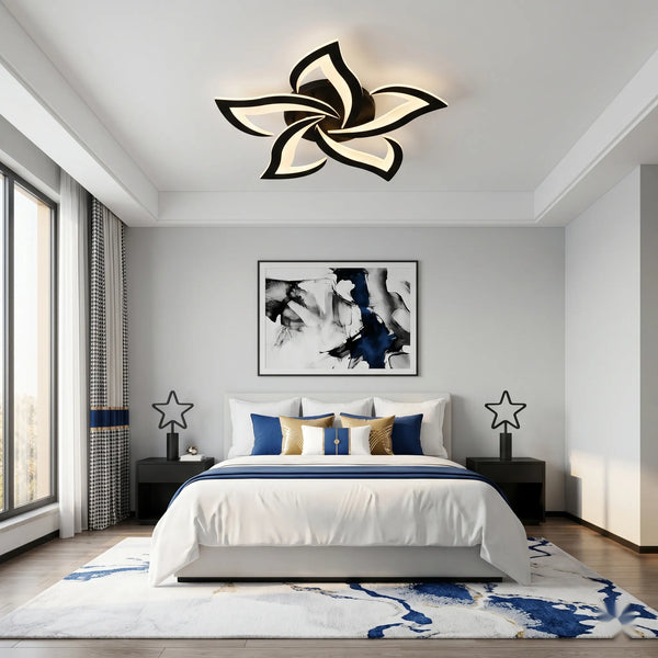 Lustra LED cu Telecomanda Atena, 5 Elemente, 54W, Lumina 3000/4000/6000K, Negru, Inaltime Reglabila