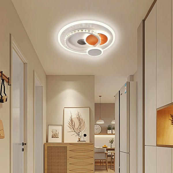 Lustra LED cu cristal Sofia, 40W, 4 Cercuri, lumina Rece/Calda/Neutra, Alb