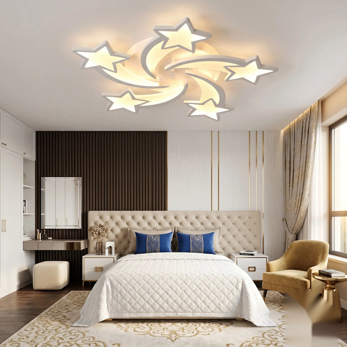 Lustra LED cu telecomanda Florenta 52W, lumina Rece/Calda/Neutra/RGB, Dimabila, Alb