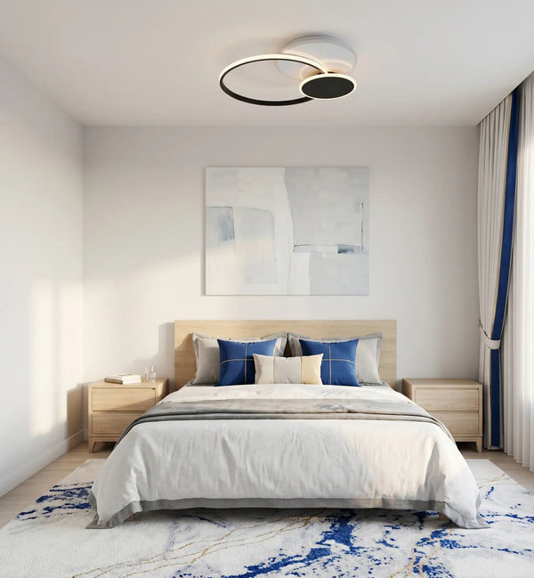 Lustra LED cu telecomanda Maria 46W, 3 Cercuri, lumina Rece/Calda/Neutra, Dimabila, Negru