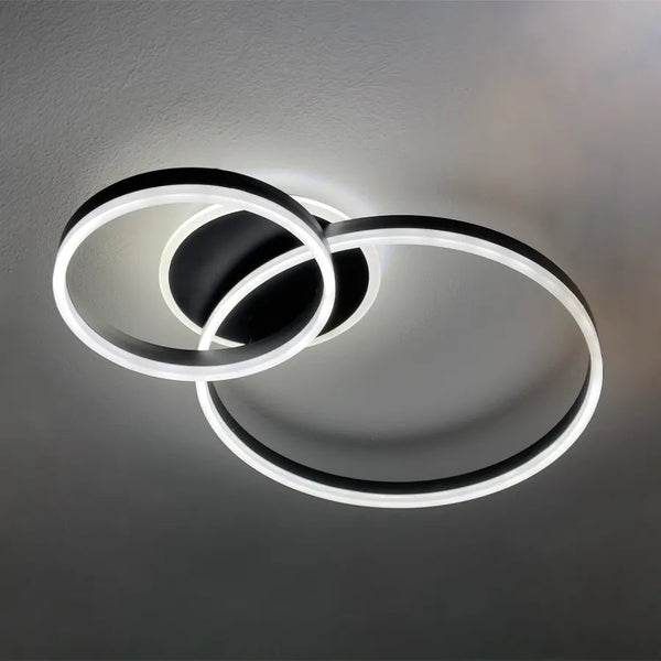 Lustra LED cu telecomanda Geneva 66W, 2 Cercuri, lumina Rece/Calda/Neutra, Dimabila, Negru