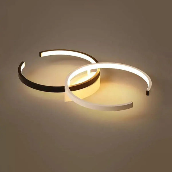 Lustra LED cu telecomanda Monaco SEMIARC 40W, 2 Elemente, lumina Rece/Calda/Neutra, Dimabila, Negru Alb