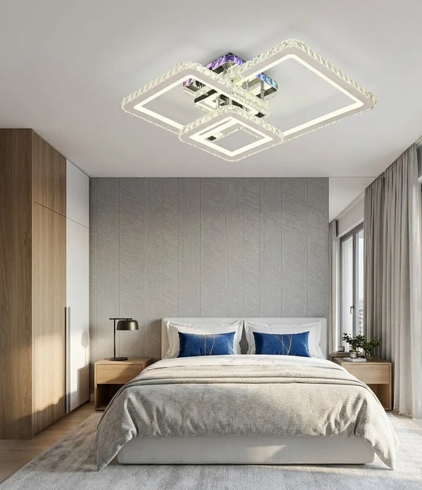 Lustra LED Marsilia design geometric patrat, finisaj crom – L7965D/3CZ CR