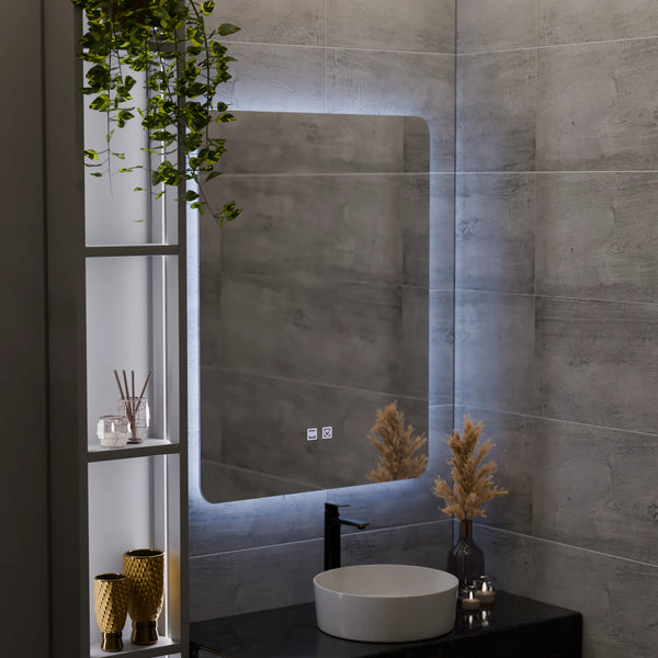 Oglinda LED Dreptunghiulara Paris Touch, 14W, 60X80cm, Sistem Dezaburire, Dimabila, Lumina Rece 6000K