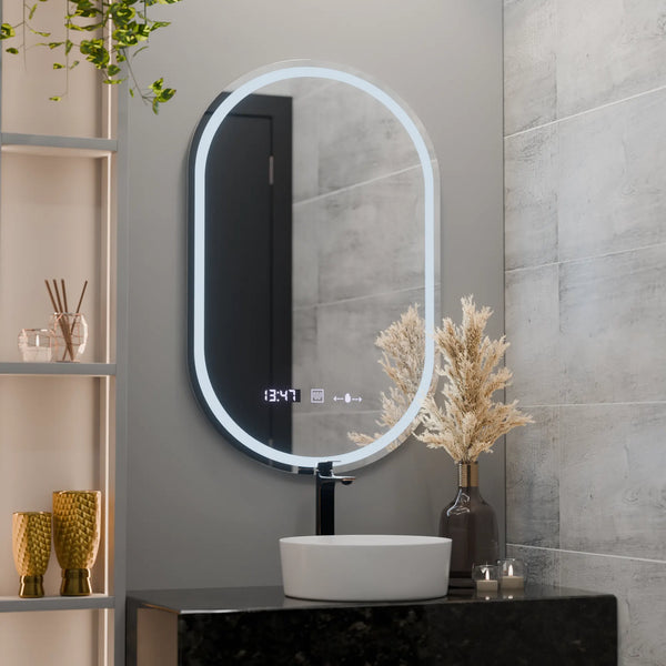 Oglinda LED Verona, 50x80cm, Eminence MotionGlow Marcello, Sistem Dezaburire, Ceas & Termometru, Dimabila