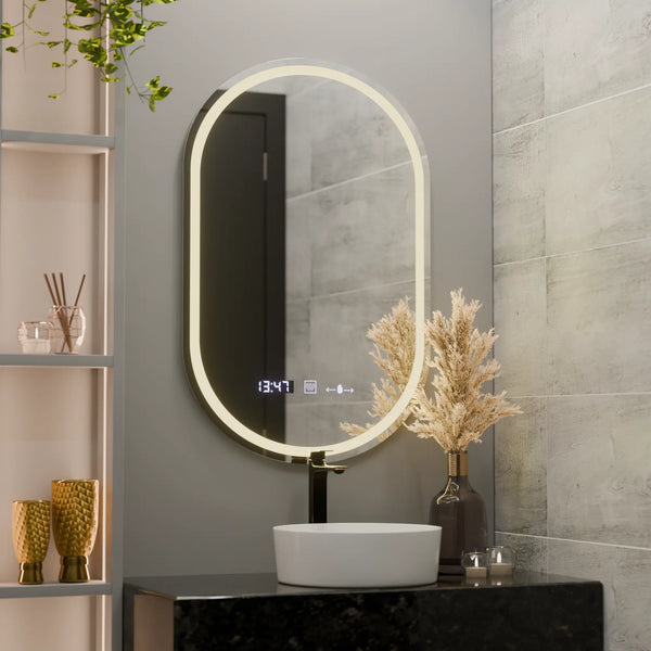Oglinda LED Milano, 60x80cm, Eminence MotionGlow Marcello, Sistem Dezaburire, Ceas & Termometru, Dimabila