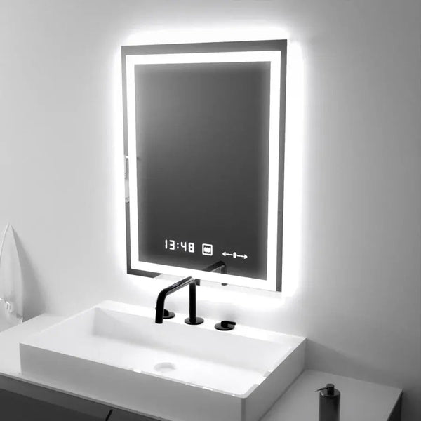 Oglinda LED Vienna Rectangulara, 45x60cm, Verite MotionGlow Marcello, Sistem Dezaburire, Ceas & Termometru, Dimabila