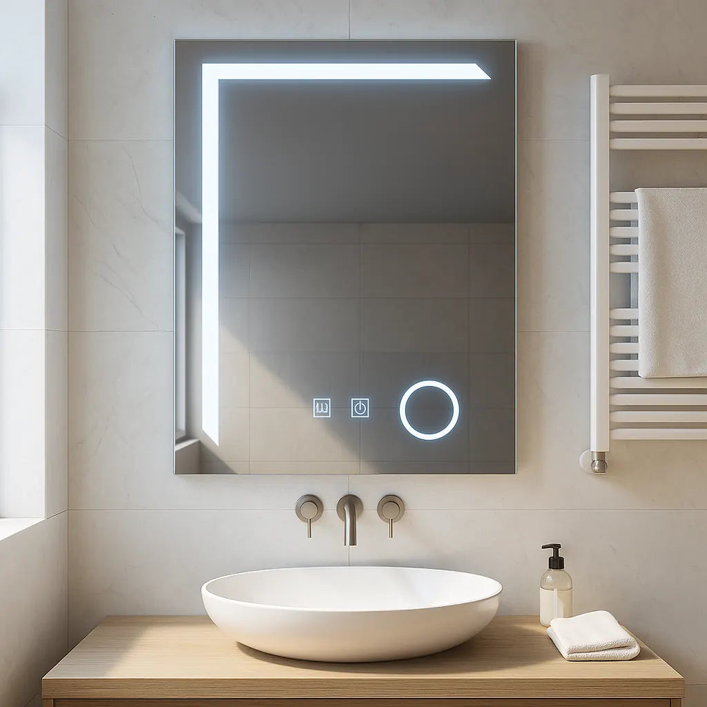 Oglinda LED Florenta Rectangulara, 60x80cm, Linea Touch, Sistem Dezaburire, Dimabila