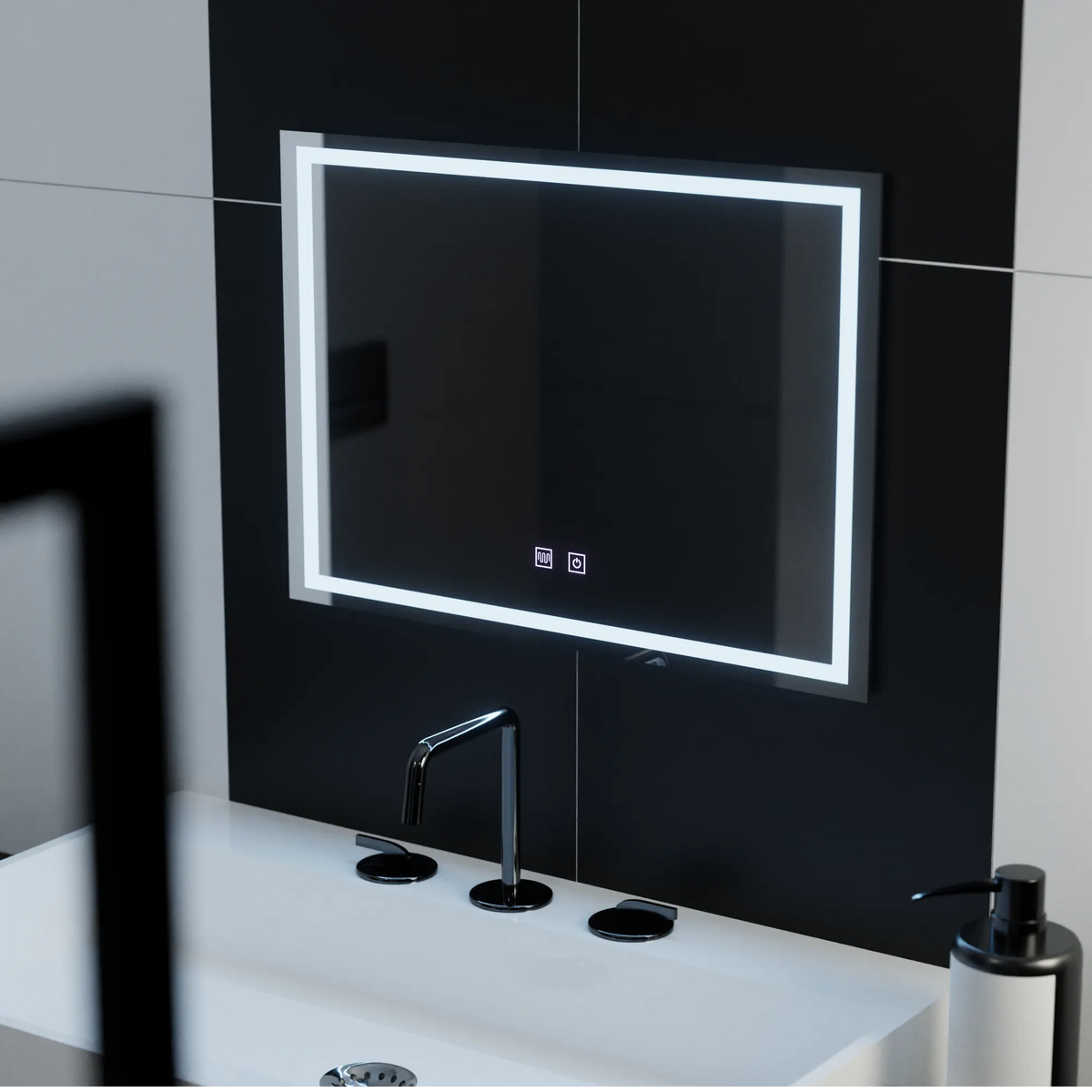 Oglinda LED Milano Rectangulara, 70x50cm, RADIANTE Touch , Sistem Dezaburire, Dimabila